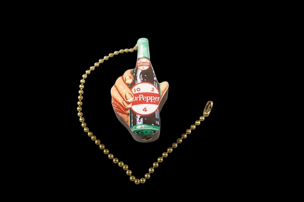 Dr. Pepper Soda Pop Bottle Advertising Wood Handle Light Fixture Pull Chain