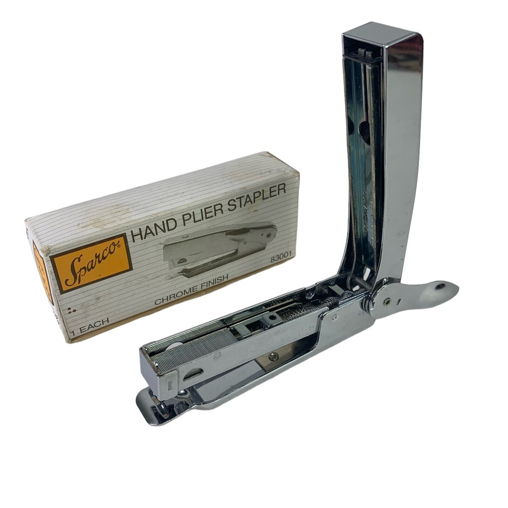Sparco Vintage Hand Plier Stapler #83001 Chrome Finish Original Box EUC Tested