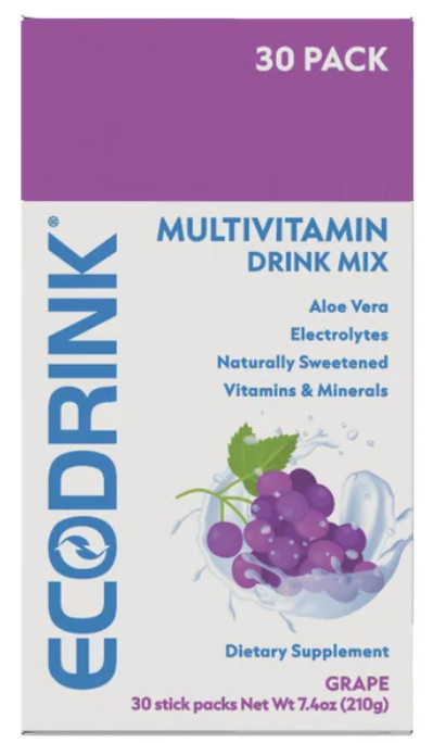EcoDrink Complete Multivitamin Drink Mix, 30 Packets, GRAPE