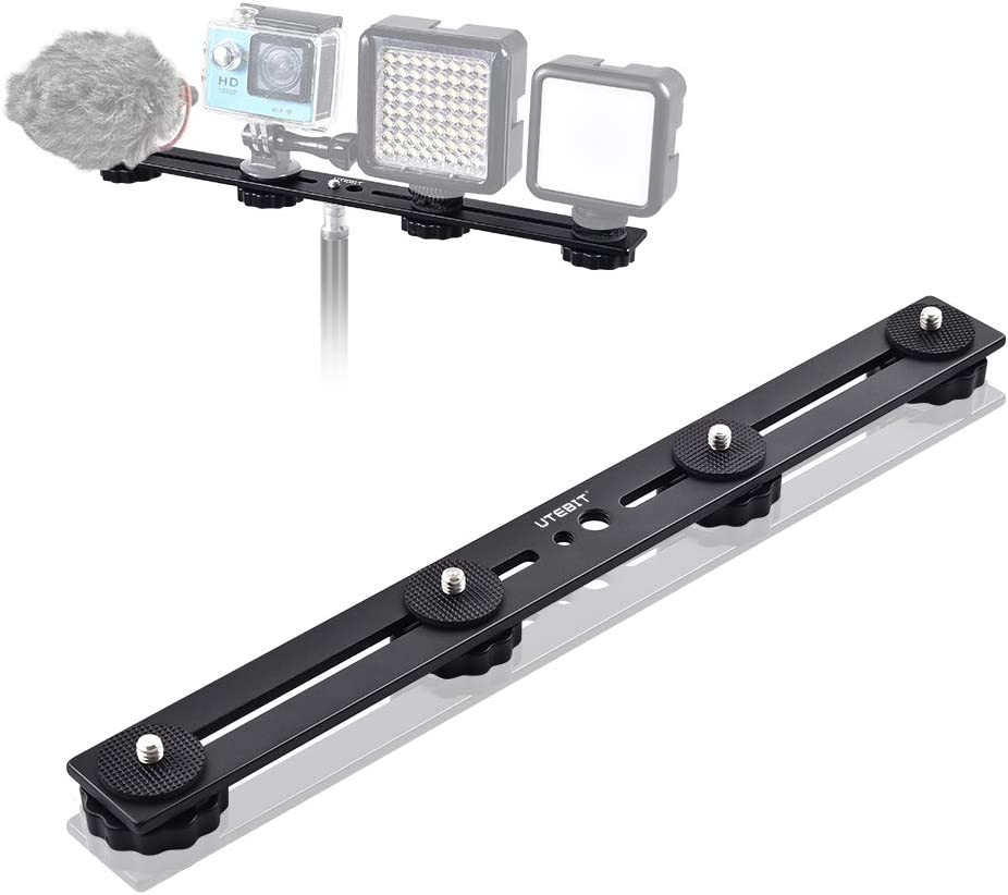 UTEBIT 11 Inch Flash Bracket Long Dual Camera Mount Flash Bracket Extension Bar