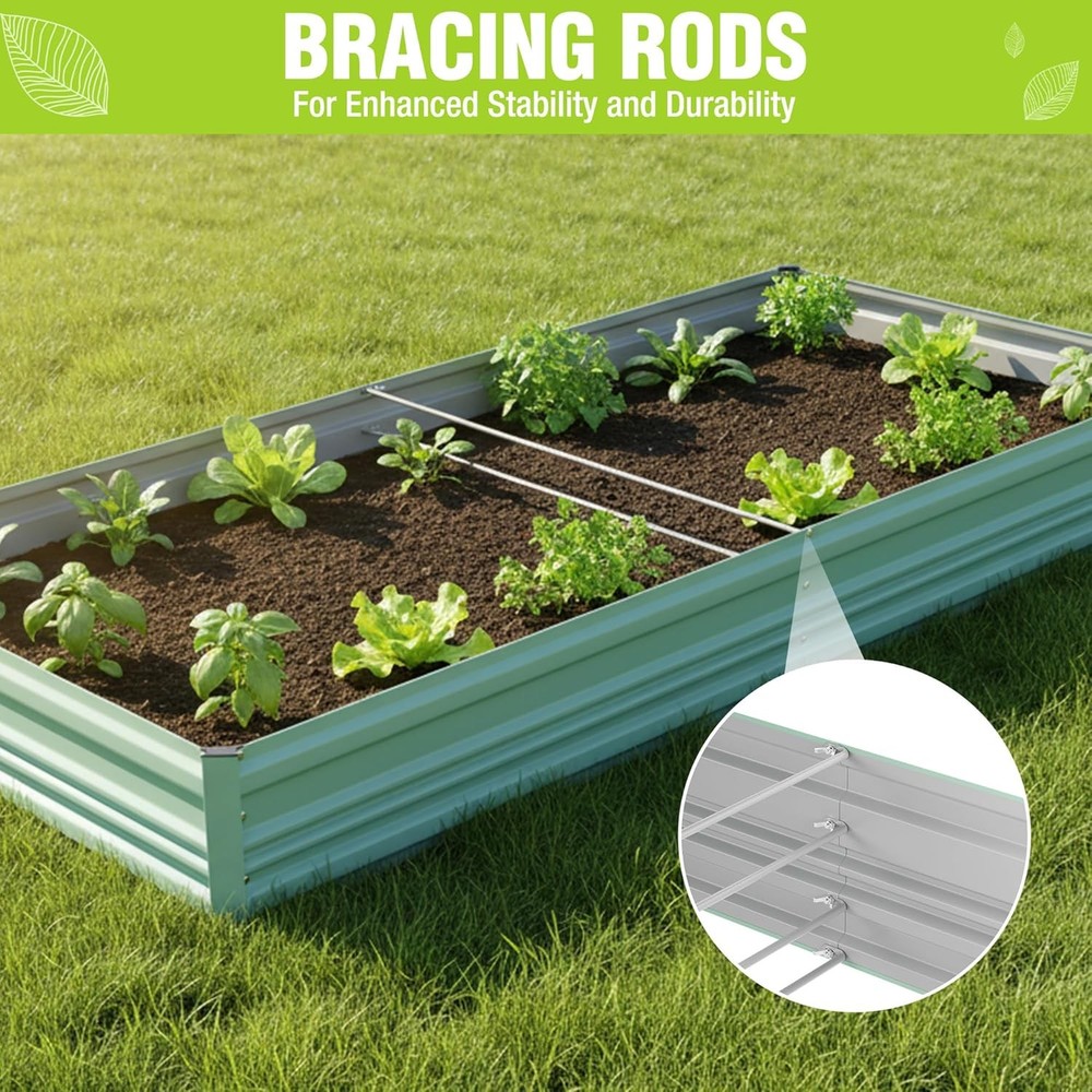2Pack 7.5x4x1ft Outdoor Galvanized Raised Garden Beds Rust-Resistant Planter Box