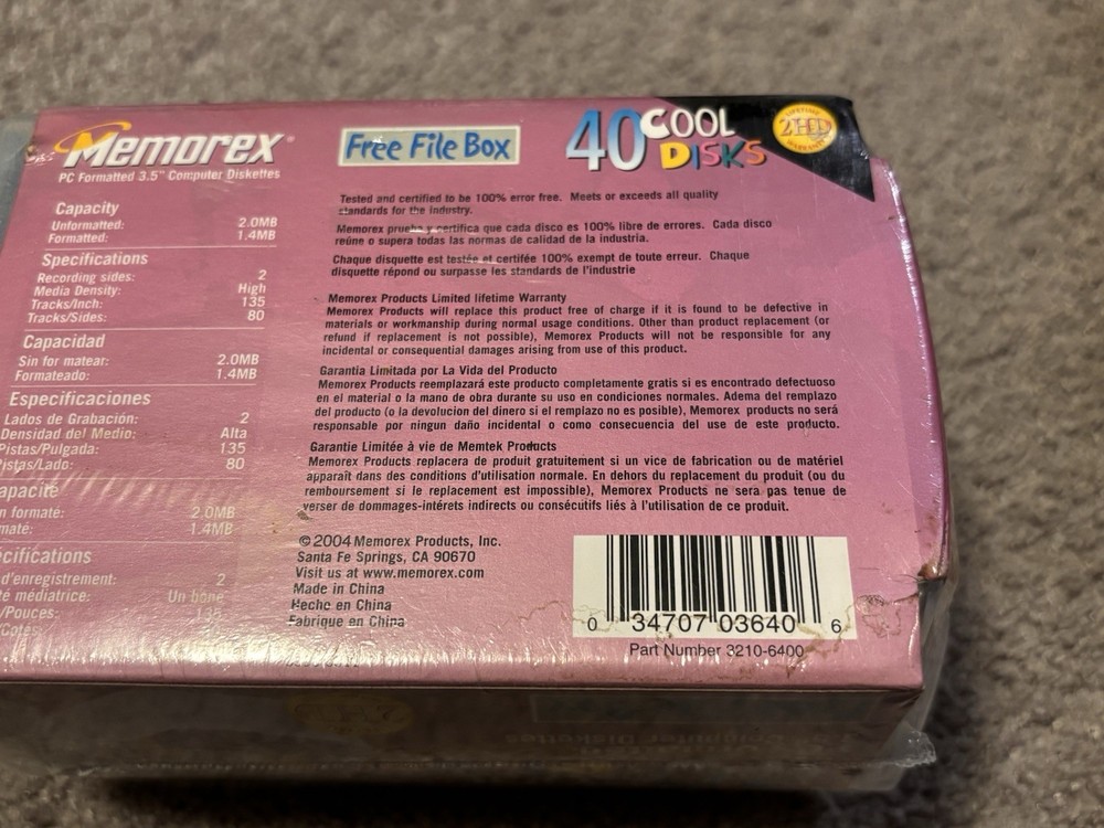 Memorex 40 Pack Cool Disks 3.5” Diskettes PC Formatted Computer New Sealed