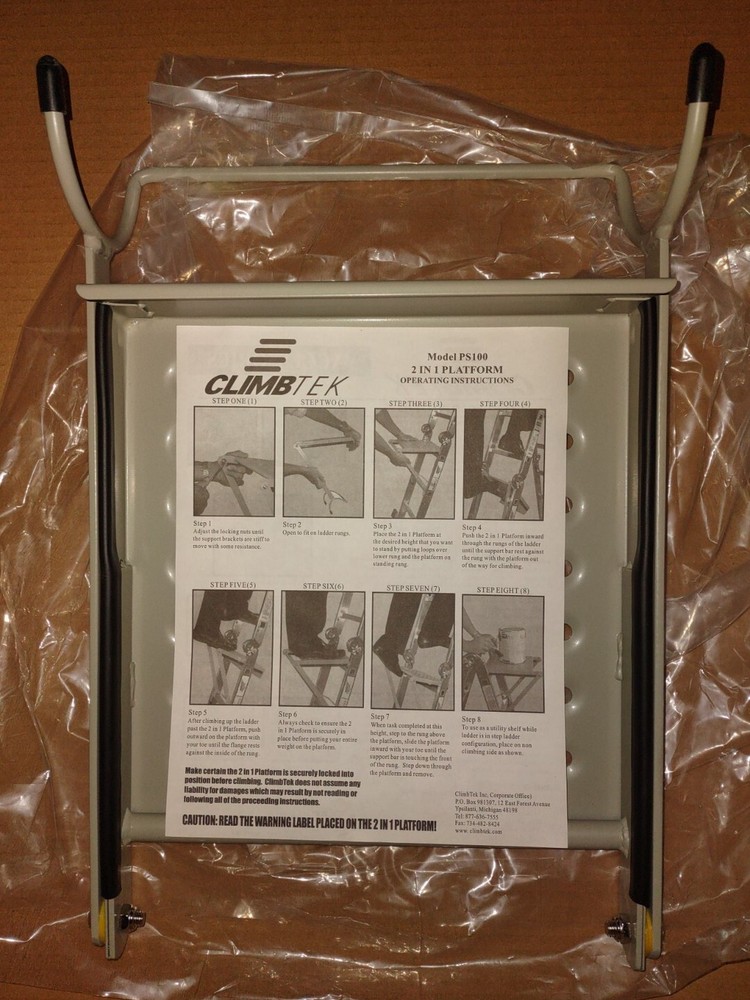 CLIMBTEK 2 IN 1 LADDER PLATFORM SHELF MODEL PS100 NOS