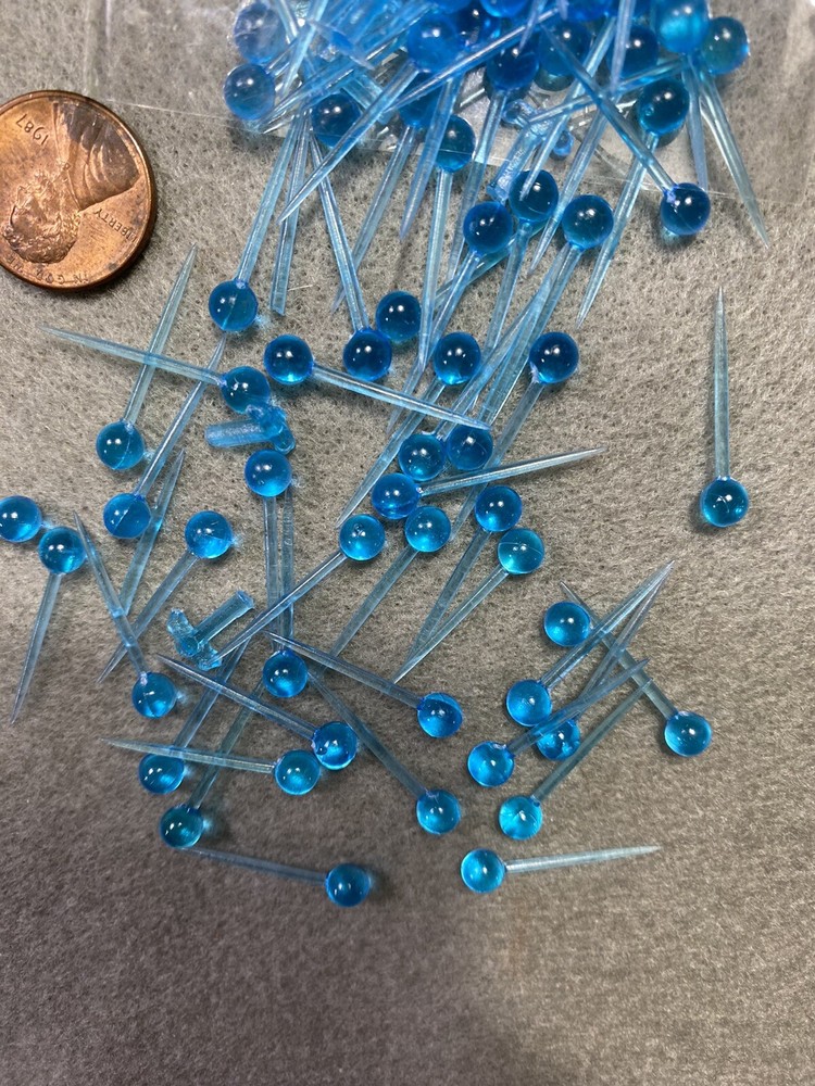 Blue Plastic Translucent Sparkle Push Pins (Sequins Pins) - Vintage