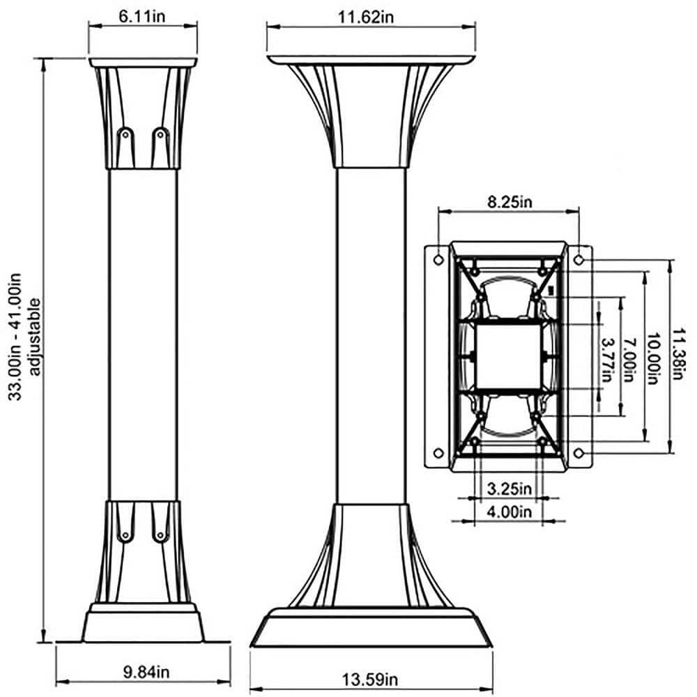 Mailbox Post Black Adjustable Height Aluminum Top Mount Installation Hardware