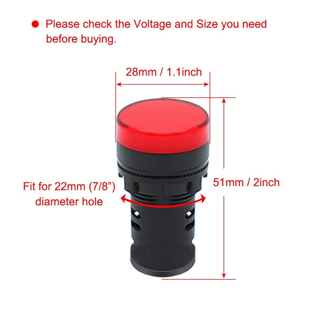 Indicator Light AC/DC 110V 20mA LED Flush Panel Mount Red 10 Pcs