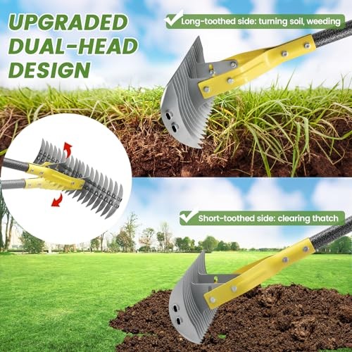 Thatch Rake Heavy Duty Dethatcher Rake Adjustable Dethatching for 55 inch