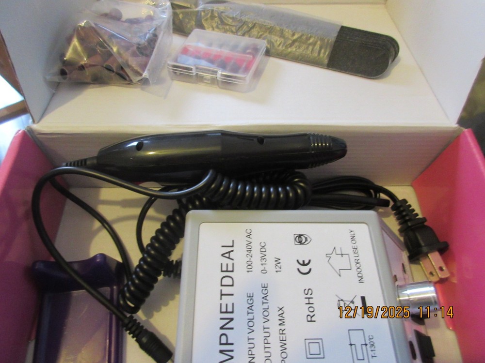 Professional Nail Drill Machine - 6 Drill Bits, Sanding Bands. & Emery Boards