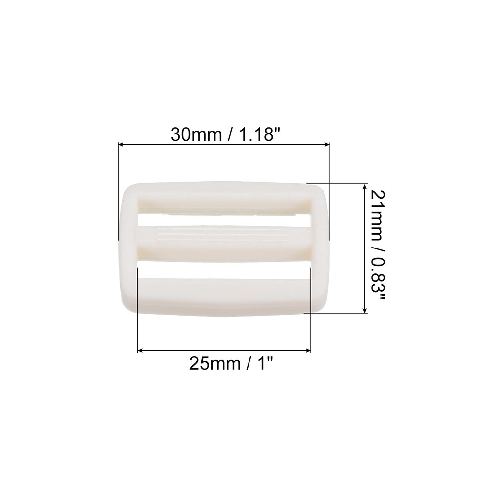 1 Inch Tri-Glide Slide Buckles, 50 Pack Webbing Strap Fastener, White