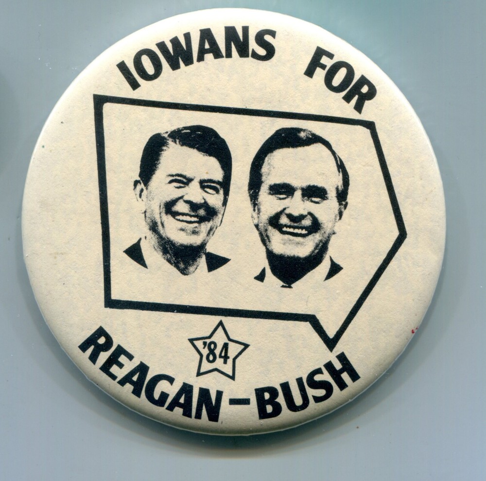 Iowans for reagan Bush Pinback Button