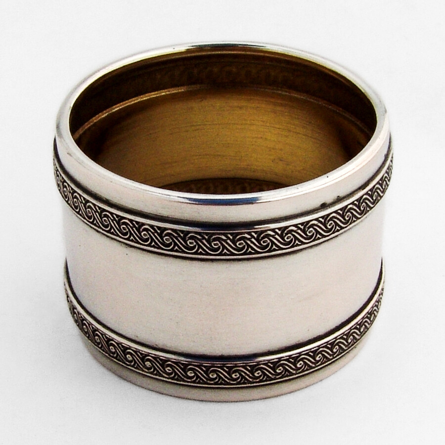 Napkin Ring Ornate Borders 800 Silver No Mono