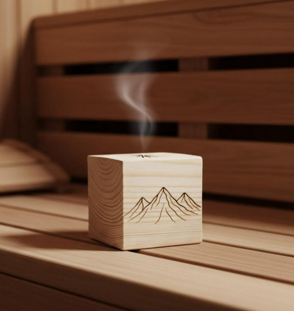 Pine Wood Sauna Oil Diffuser Cube for Essential Oils