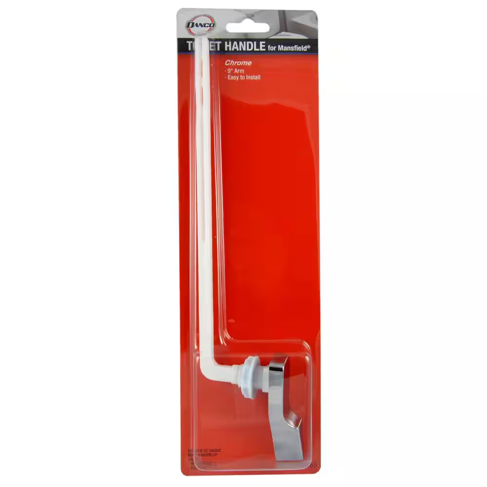 Danco 88365 White Mansfield Toilet Handle, Chrome, Plastic, 9"