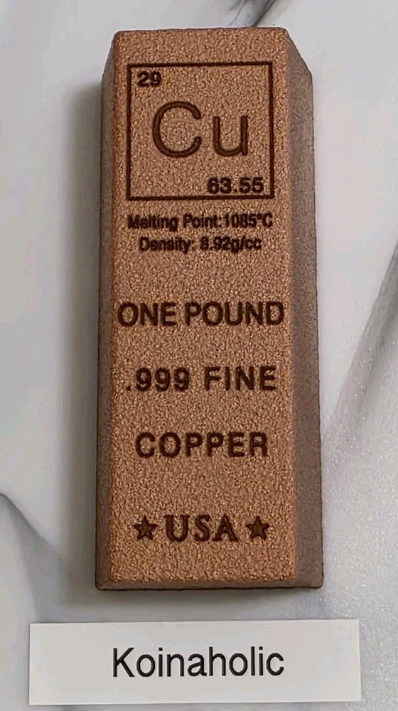 1 Pound lb Copper Bar Trapezoid Ingot Element Design