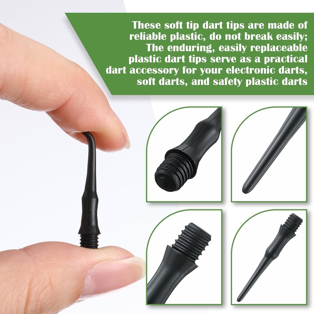 200 Pack 2BA Thread Soft Tip Dart Points Plastic Replacement Dart Tips Soft T...