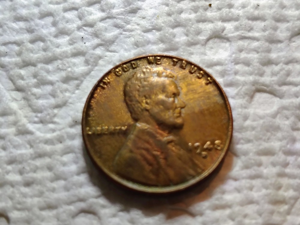 1948 D Wheat Sent Obverse And Reverse Debris Strike Error