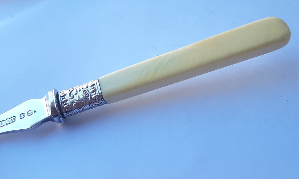 Set IN Original Case Serving Fork + Servierheber England Um 1900 M900