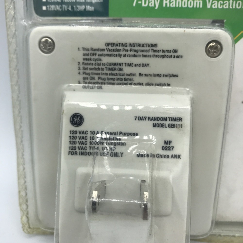 2 GE Security 7 Day Timer Programmable 13 Settings/Day & Vacation Pre-programmed