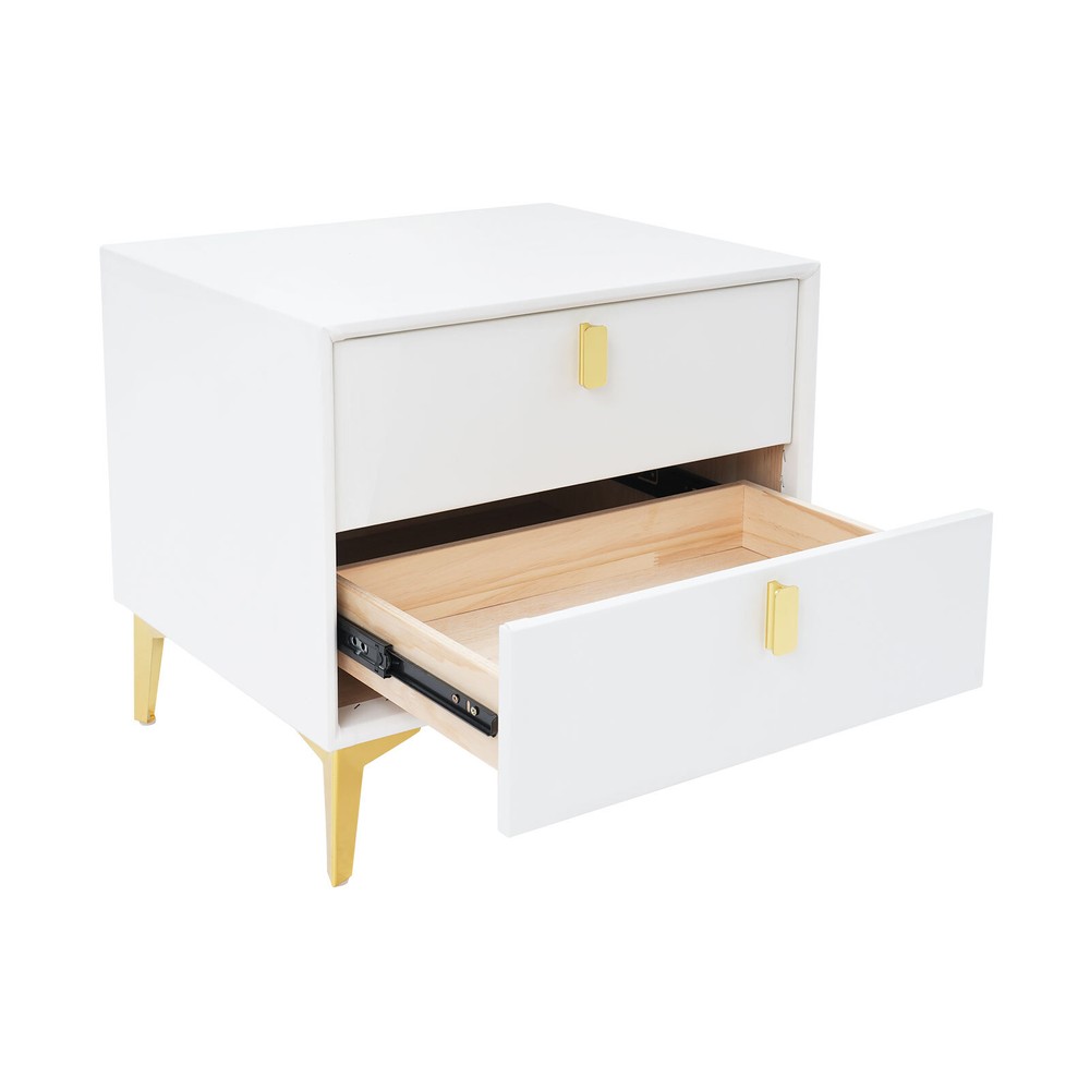 White Bedside Table, Storage Cabinet for the Bedroom, Side Table with 2-drawers!