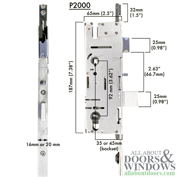Amesbury Multipoint Lock P2000 Active Mortise Lock With 3 Point Shootbolts
