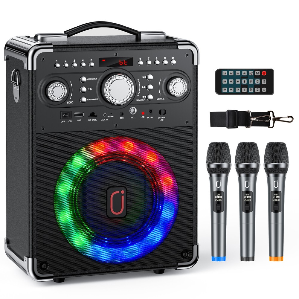Home Karaoke Machine BT 5.0 +3 Wireless Microphone with Dynamic Lights +Remote