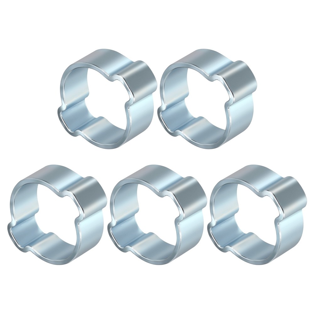 5 Pack Galvanizing Plate Double Ear Hose Clamps, Working Range 15-18mm