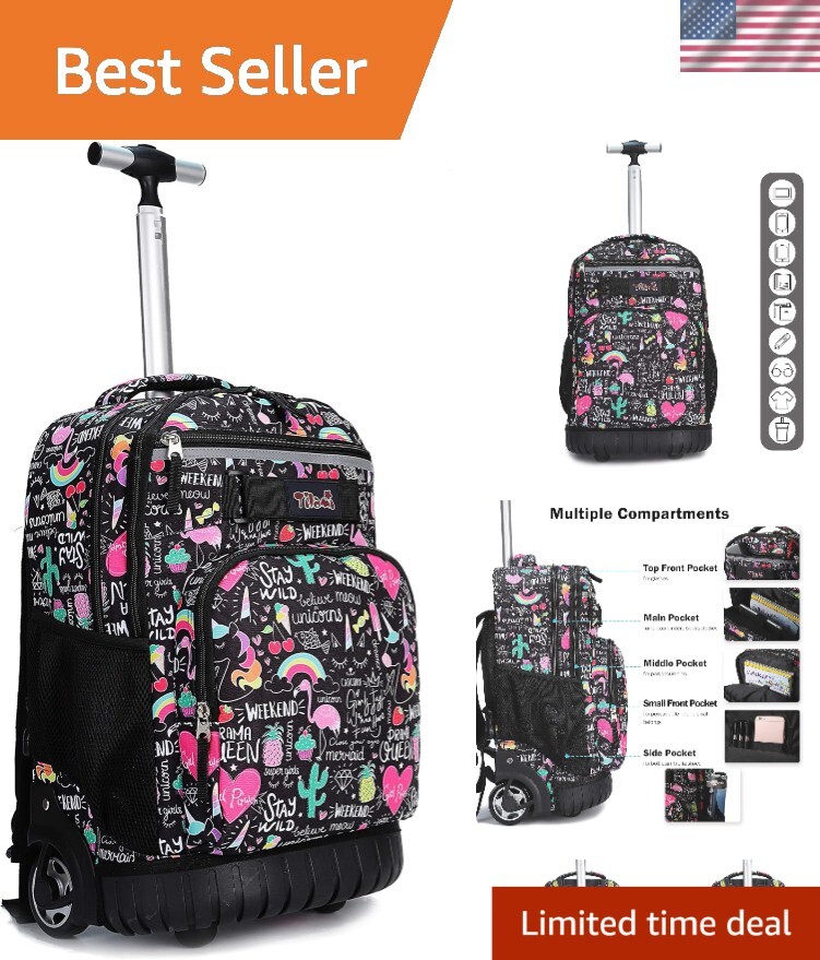 Lightweight 4.9lb Rolling Backpack with Armor Protection - Perfect for Students