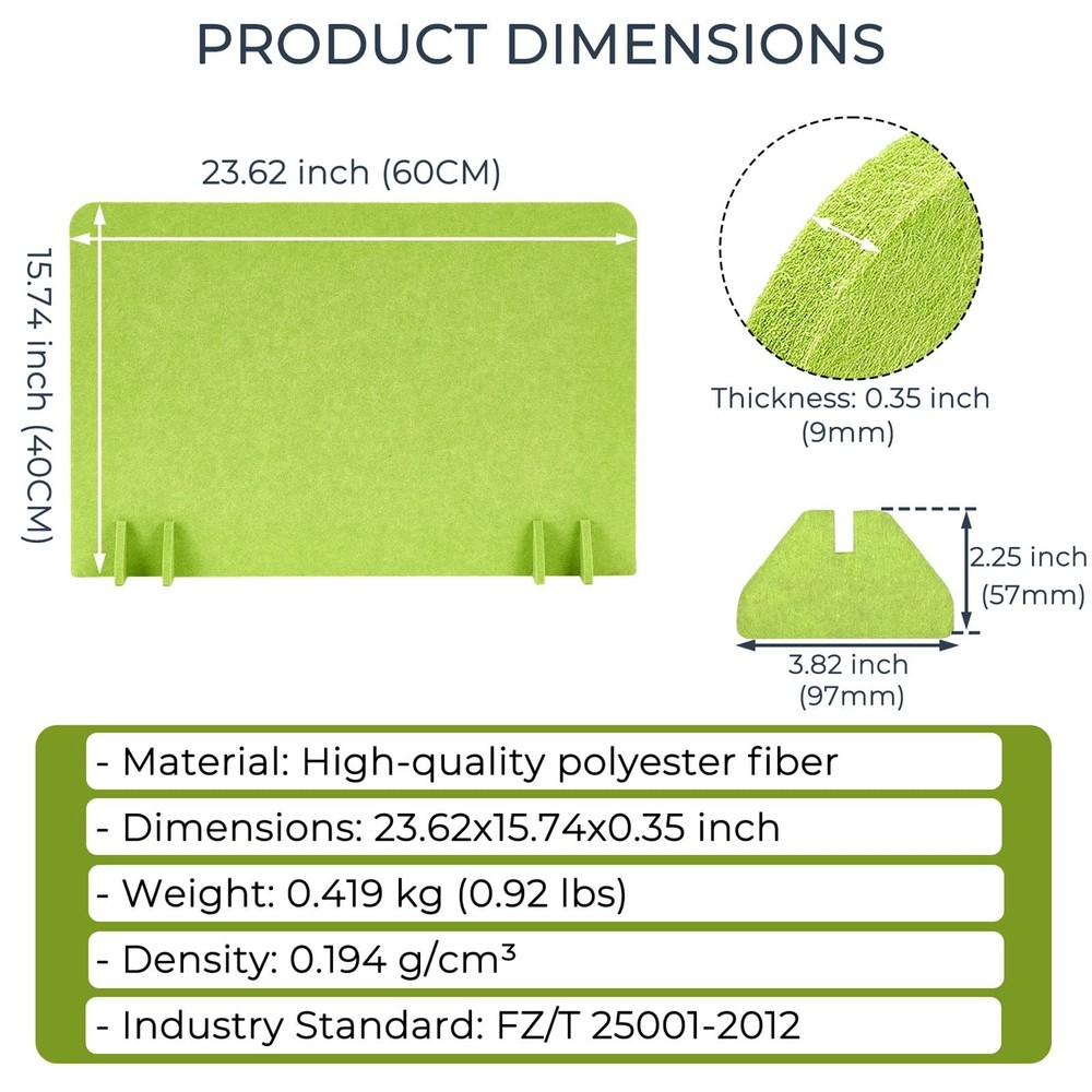 Portable Desk Divider Privacy Partition Panel (2 Pack) - 24" x 16" Freestandi...