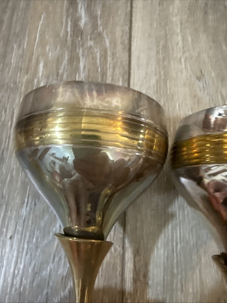 two-tone wine goblets, likely silver-plated brass