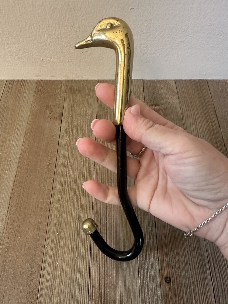 Brass Duck Fireplace Tool Damper Pull Vintage 8.5”