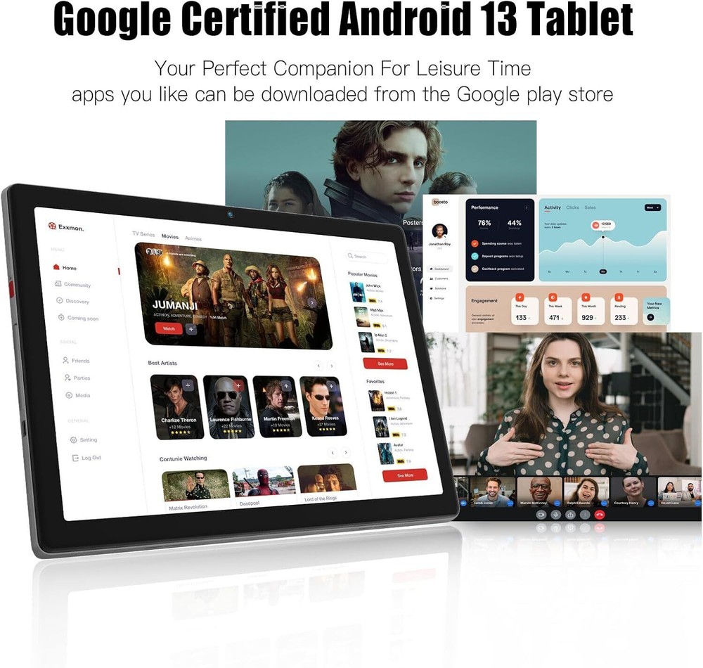 10.1 inch Android 13 Tablet 6GB RAM 64GB Quad Core 1280×800 HD+IPS Touch Screen