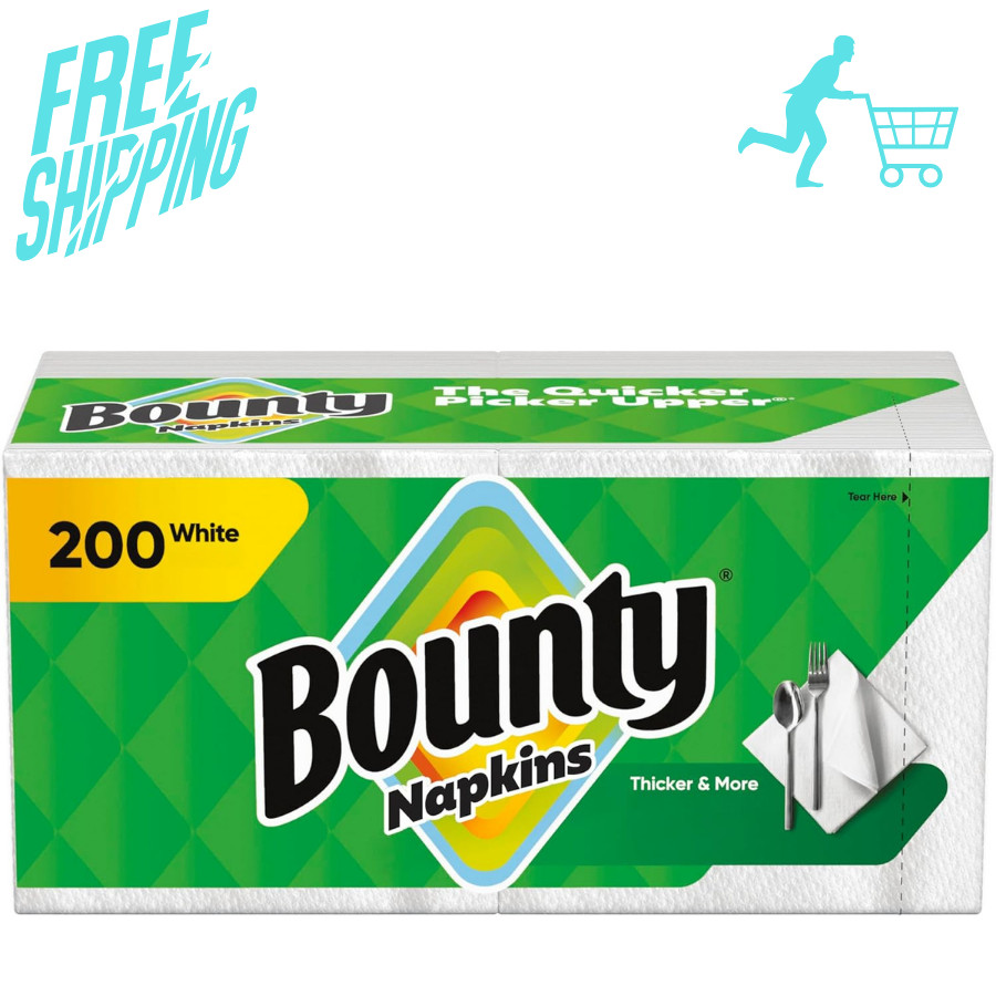 Bounty Paper Napkins, White, 200 Count, Packaging may vary