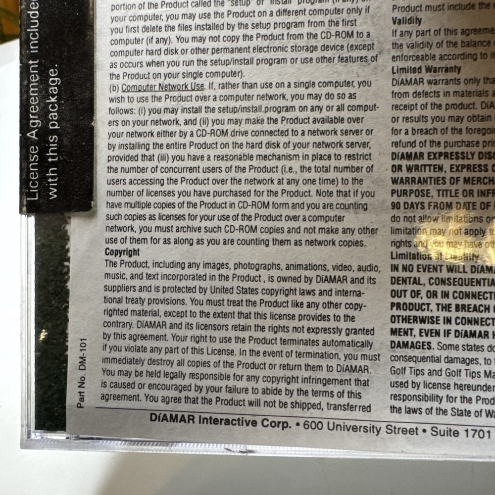 Golf Tips Breaking 100 DiAmar Interactive Beginning -Intermediate Golfer CD-ROM