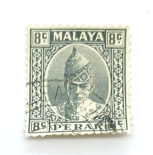 Malaya Perak 1939 Sultan Iskandar 8c Grey Used