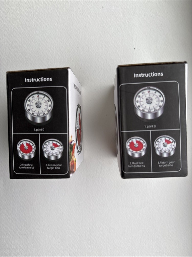 Set 2 Mechanical Manual Digital Kitchen Timer Magnetic Countdown Classroom Clock