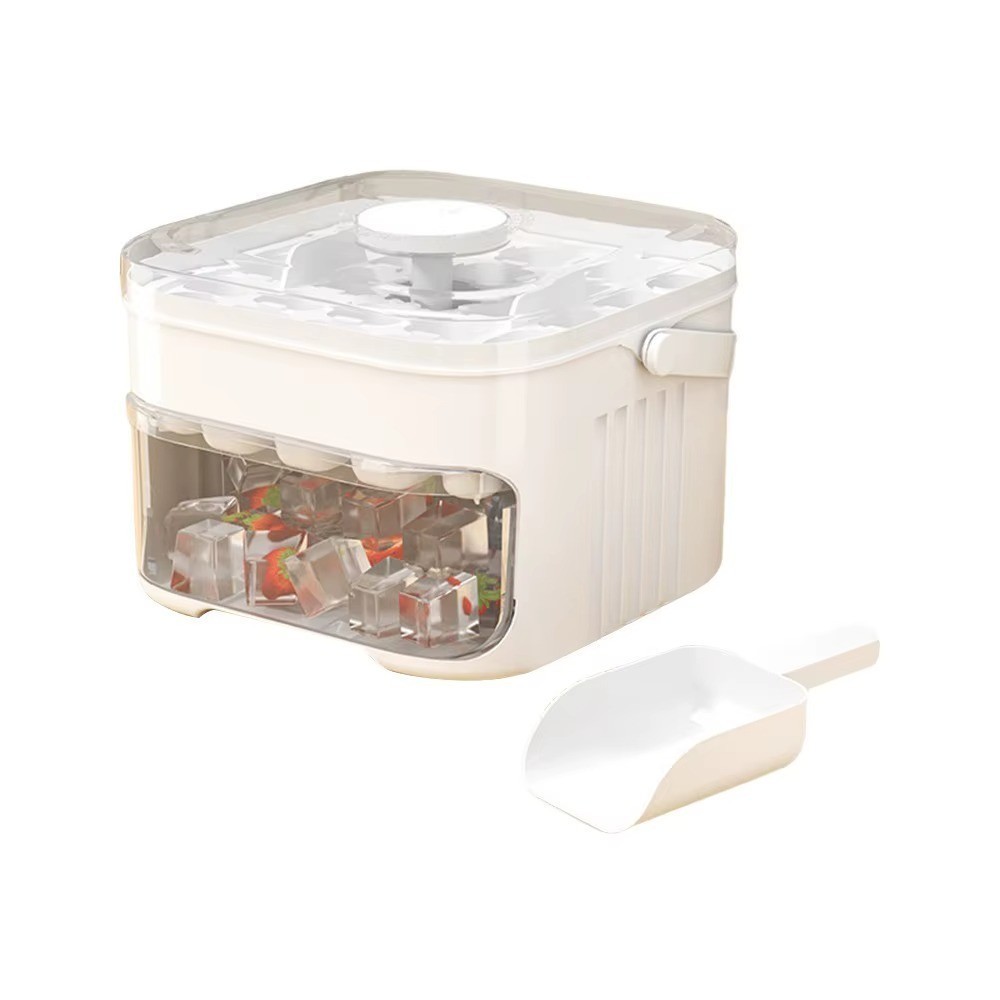 50-Cube Ice Maker with Easy Press Cap Double Layer Ice Cube Maker RefrigeratorUK