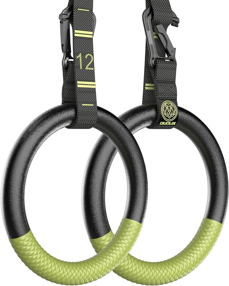 Gymnastic Rings with Adjustable Straps, Non-Slip Pull Up Rings with Straps, 1...