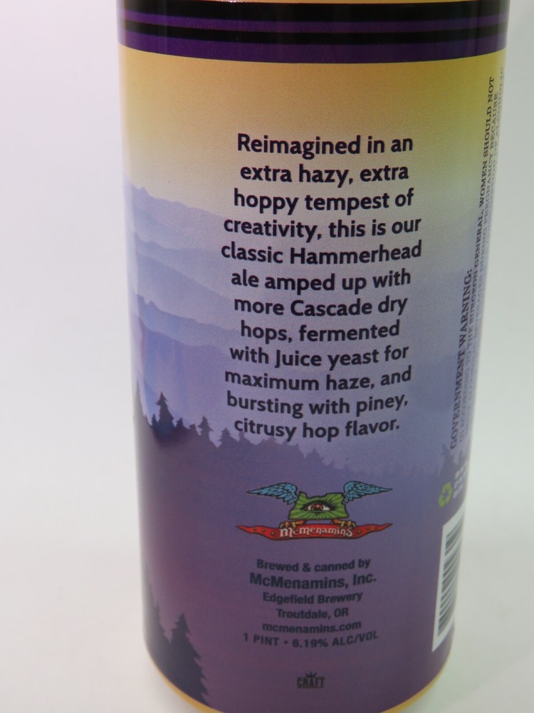 Craft BEER Empty Can ~ McMENAMINS Brewing Hazy Hammerhead Pale Ale ~ Bothell, WA