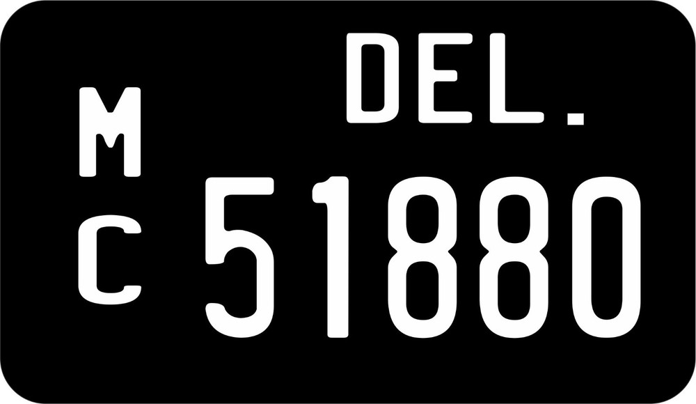 Delaware Black Personalized Custom License Plate Motorcycle Size Plate