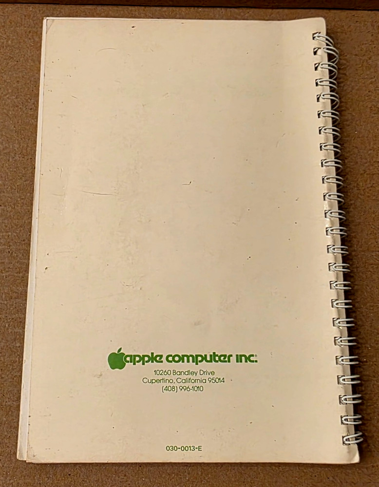 1981 Apple Computers Applesoft II Basic Programming Reference Manual