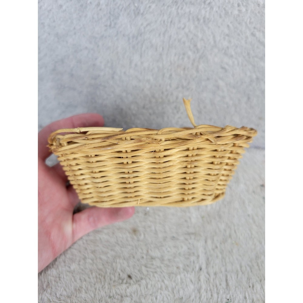 Small Woven Rattan Basket Miniature Decor Storage Container