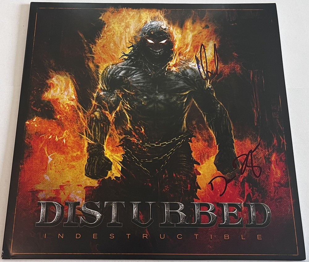 DAVID DRAIMAN DAN DONEGAN SIGNED DISTURBED INDESTRUCTABLE LP VINYL RECORD JSA