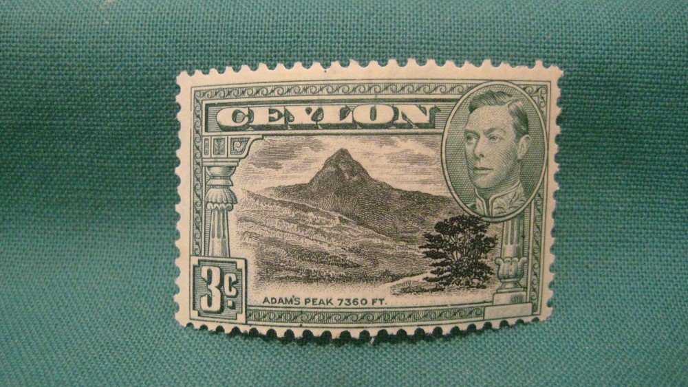 1938 Ceylon-3c Adam's Peak/King George VI-Mint Hinged Single