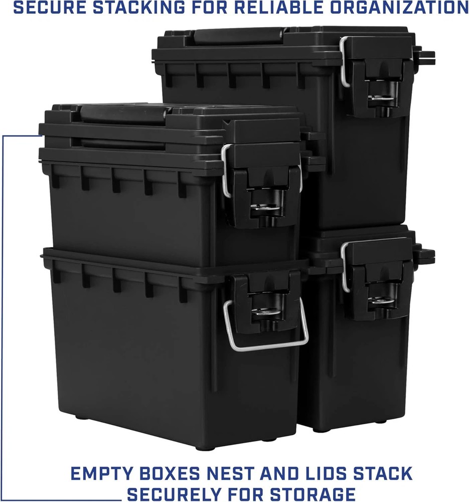 12629 Ammo Storage Box, Stackable .30 Cal Field Boxes, Water and Dust Resistant