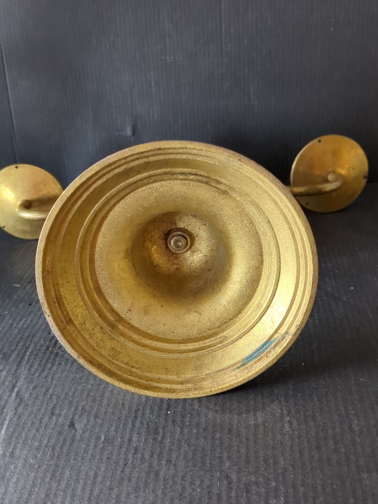 VINTAGE HEAVY SOLID BRASS 3 CANDLE CANDELABRA #
