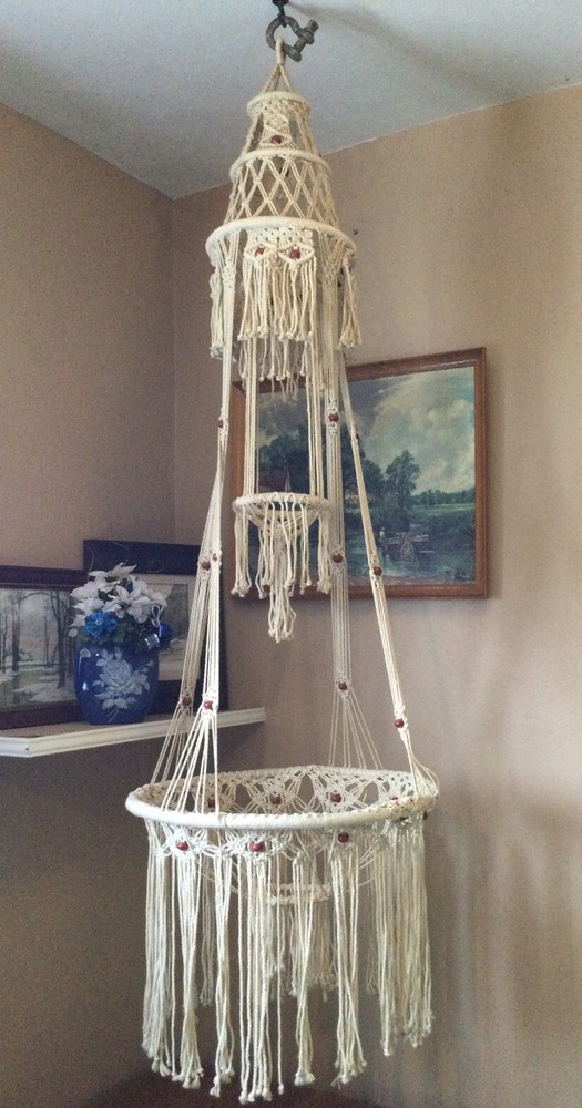 Huge Vintage Macrame Plant Hanger 80”