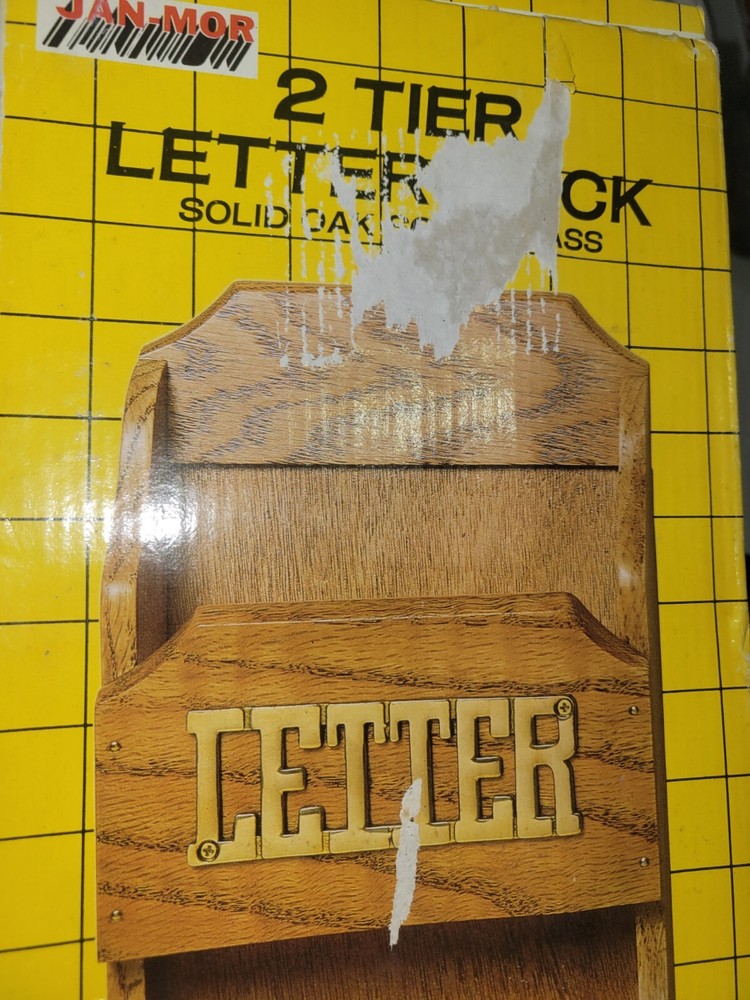 Vintage 2 Tier Letter Rack Solid Oak Solid Brass