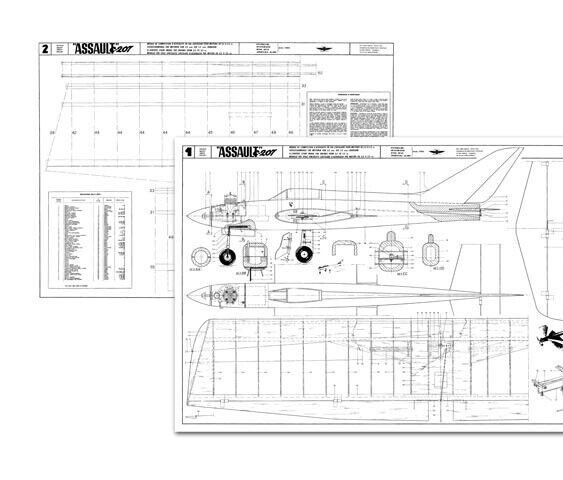Assault C-207 Control Line 47" Wing RC Model Airplane Printed Plans &Templates
