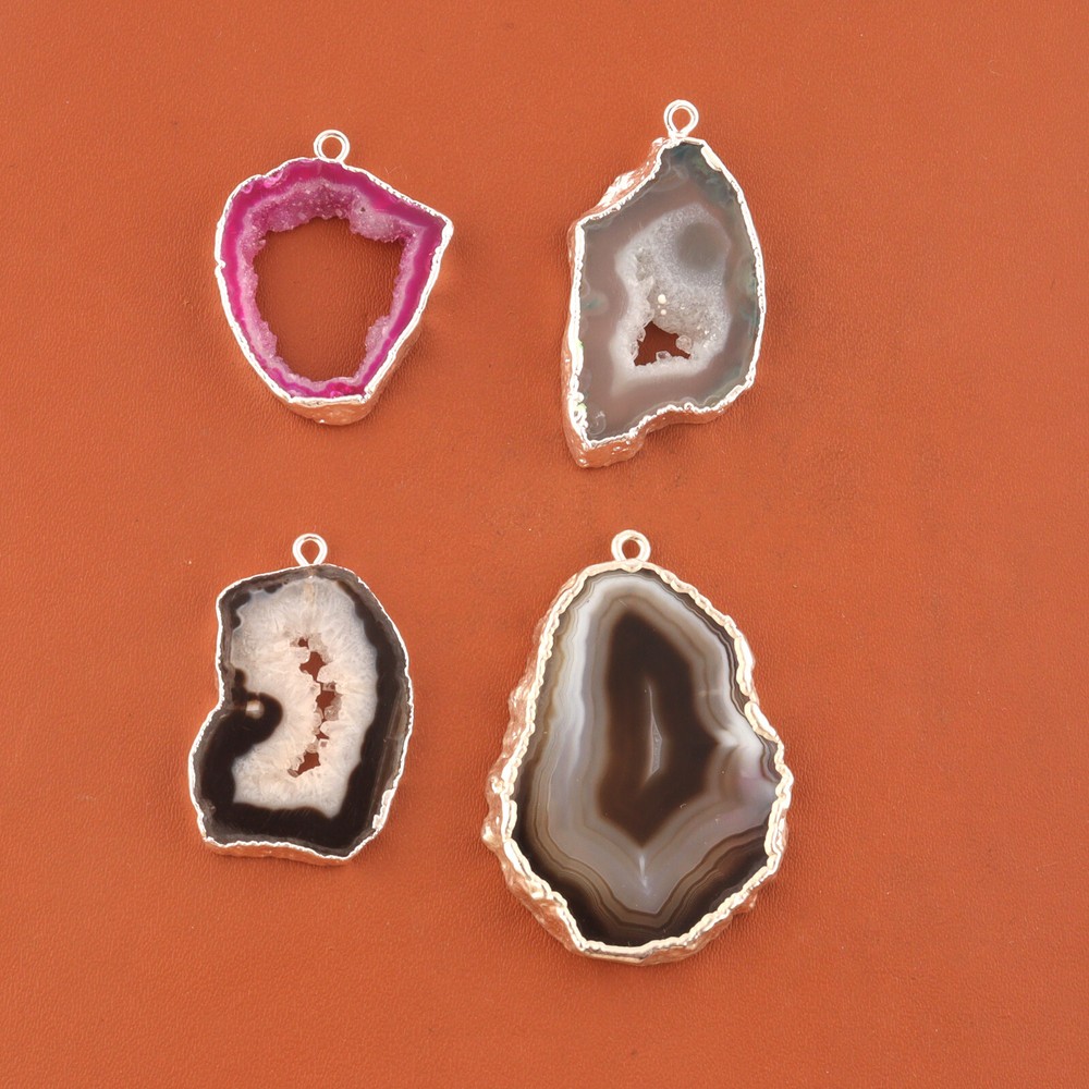 Gorgeous Geode Slice Druzy Silver Electroplated DIY Making Connectors Lot 4 Pcs