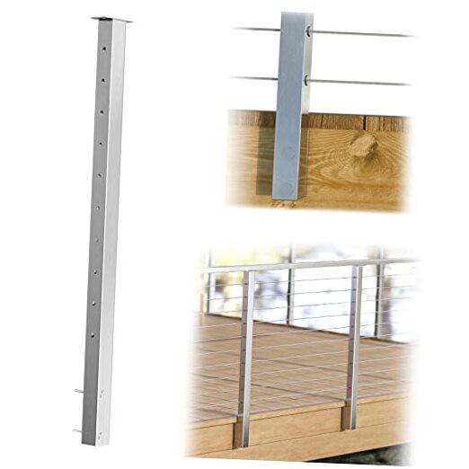Side Mount Cable Railing Post 36 Inchx2"x2" Level Drilled Space Level post 36"